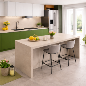 virtuve ar salu zaļa